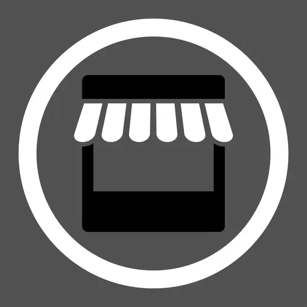 Store flat black and white colors rounded vector icon — Διανυσματικό Αρχείο