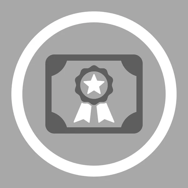 Certificado plana cinza escuro e branco cores arredondadas vetor ícone — Vetor de Stock