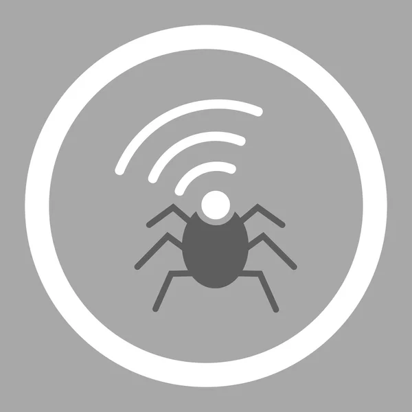 Radio espion bug plat gris foncé et blanc couleurs arrondi vecteur icône — Image vectorielle
