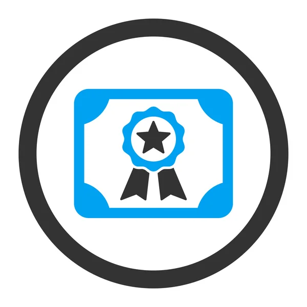 Certificate flat blue and gray colors rounded vector icon — 스톡 벡터