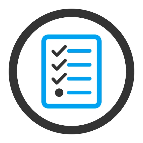 Checklist platte blauwe en grijze kleuren afgeronde vector pictogram — Stockvector