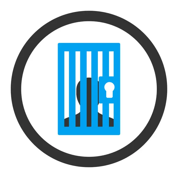 Prisão plana azul e cinza cores arredondadas vetor ícone — Vetor de Stock