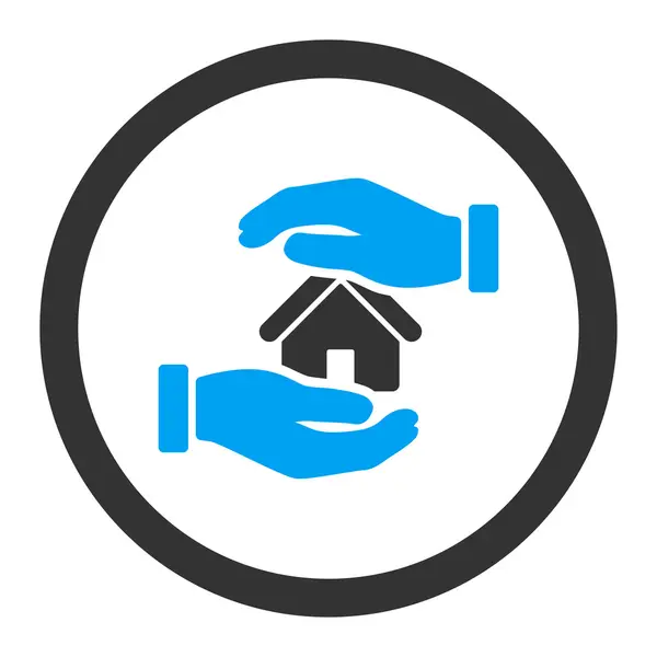 Realty insurance flat blue and gray colors rounded vector icon — 图库矢量图片