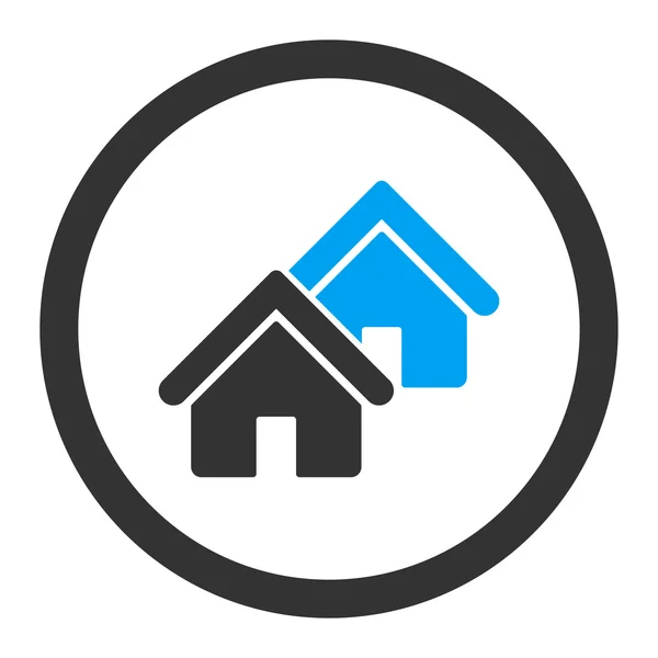 Immobilien flache blaue und graue Farben abgerundetes Vektorsymbol — Stockvektor