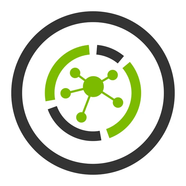 Connections diagram flat eco green and gray colors rounded vector icon — ストックベクタ