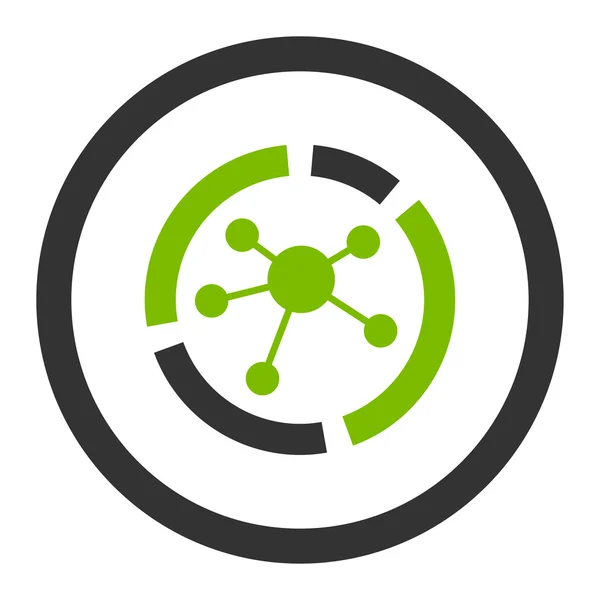 Diagram sambungan warna eko hijau dan abu-abu dibulatkan ikon vektor - Stok Vektor