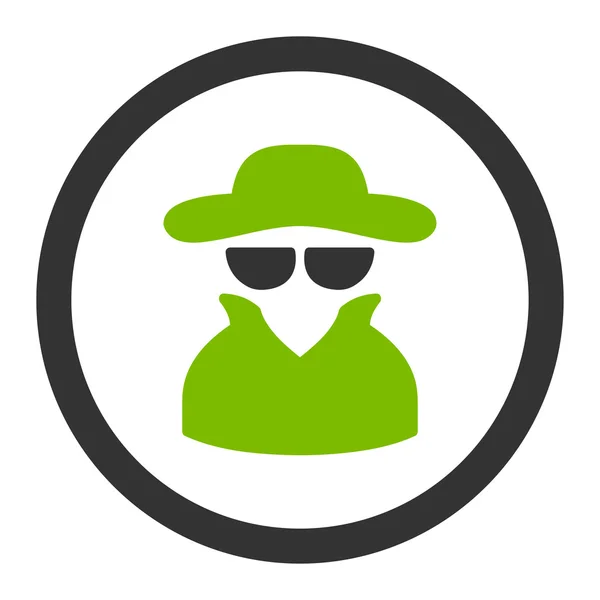 Espía plana eco verde y gris colores redondeados vector icono — Vector de stock