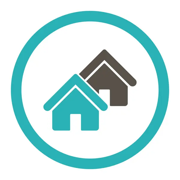 Realty flat grey and cyan colors rounded vector icon — Stockvector