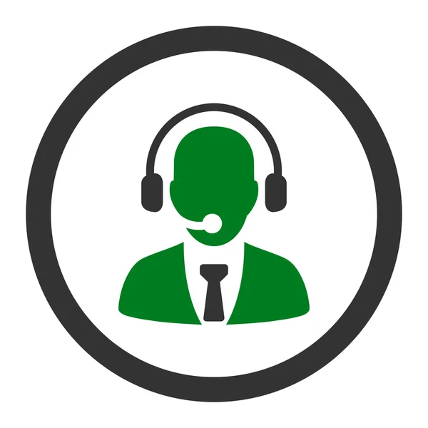 Callcenter plat groen en grijze kleuren afgeronde vector pictogram — Stockvector