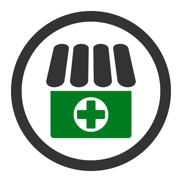 Аптека плоский зеленый и серый цвета округлый векторный значок — стоковый вектор