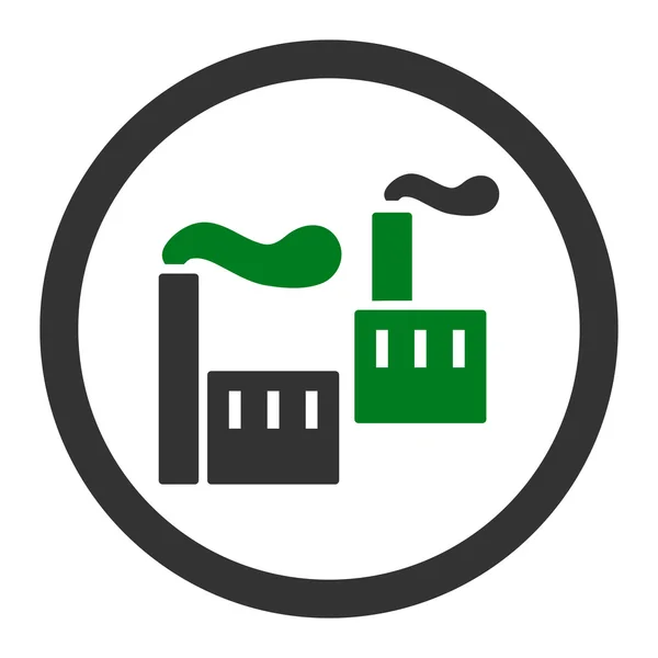 Průmysl ploché zelené a šedé barvy zaoblené vektorové ikony — Stockový vektor