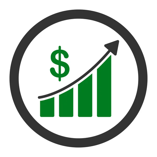 Ventes plat vert et gris couleurs arrondies icône vectorielle — Image vectorielle