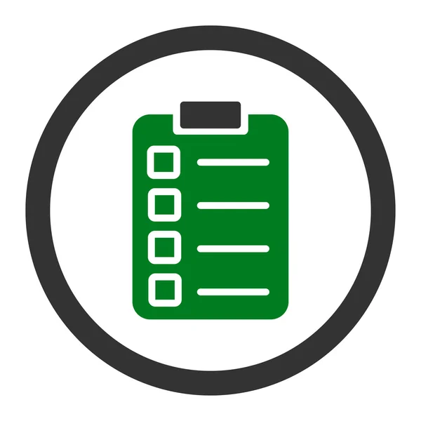 Test zadanie płaskie zielone i szare kolory zaokrąglone wektor ikona — Wektor stockowy