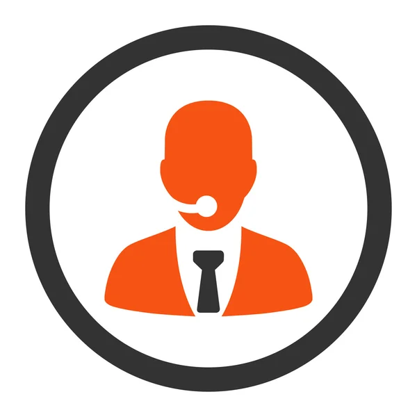 Call center operator flat orange and gray colors rounded vector icon — 스톡 벡터