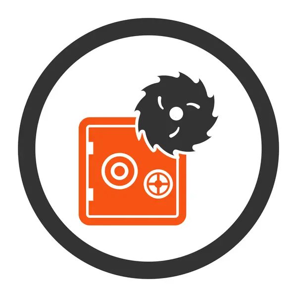 Hacking theft flat orange and gray colors rounded vector icon — Stockvector