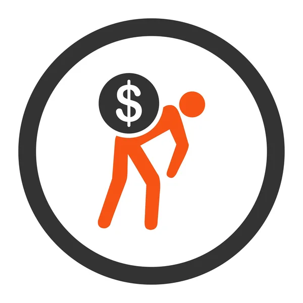 Dinero mensajero plana naranja y gris colores redondeados vector icono — Vector de stock