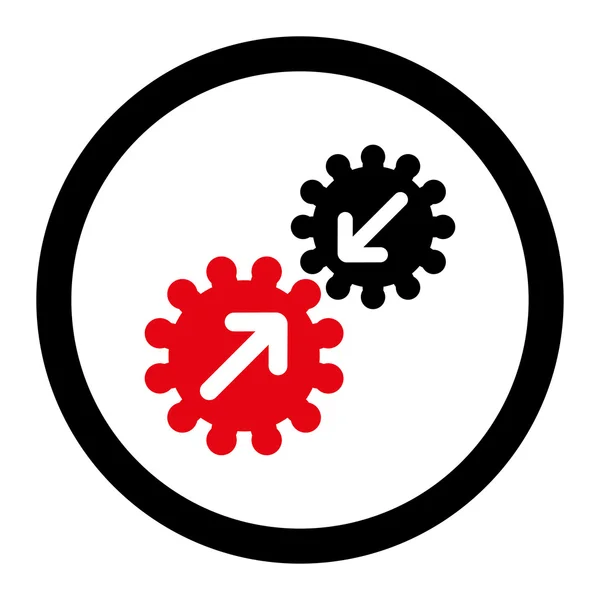 Integration flat intensive red and black colors rounded vector icon — Stok Vektör