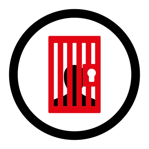Prisão plana intensivo vermelho e preto cores arredondadas vetor ícone — Vetor de Stock