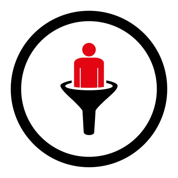 Sales funnel flat intensive red and black colors rounded vector icon — Διανυσματικό Αρχείο