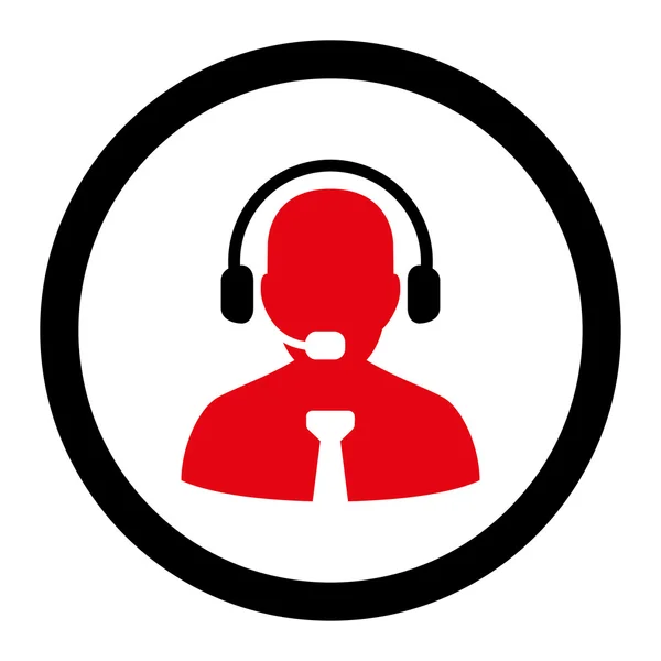Soporte de chat intensivo plano rojo y negro colores redondeados icono de vector — Vector de stock