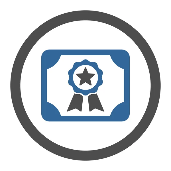Certyfikat płaski kobalt i szare kolory zaokrąglone wektor ikona — Wektor stockowy