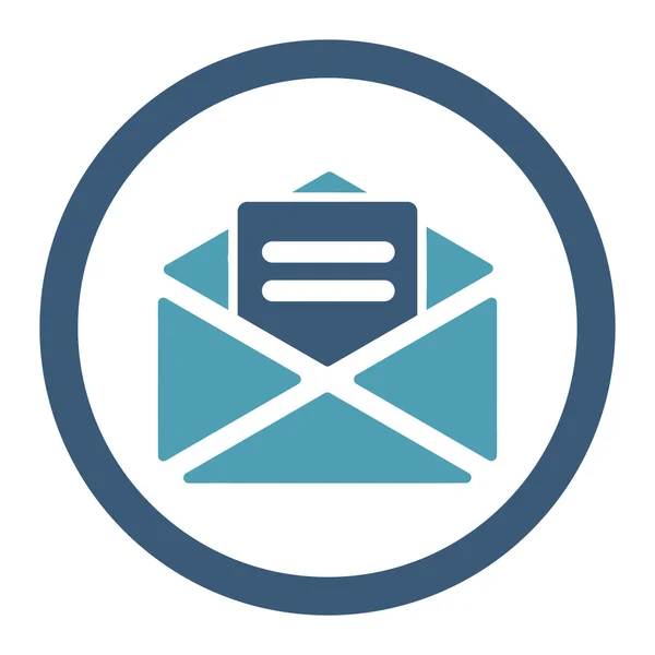 Open Mail flache Cyan und blaue Farben abgerundetes Vektorsymbol — Stockvektor