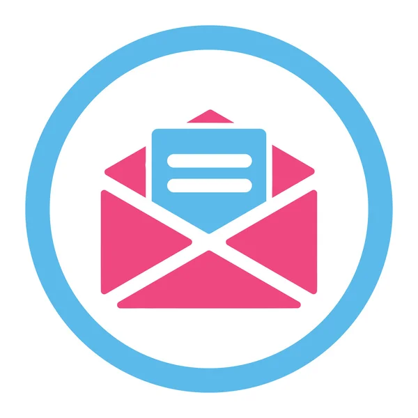 メールを開くフラット ピンクとブルー色丸いベクトルのアイコン — ストックベクタ
