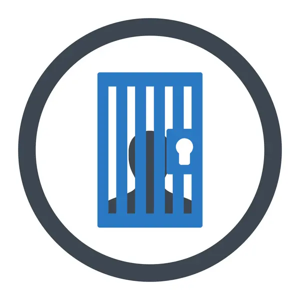 Börtön lapos sima kék színek lekerekített vektor ikon — Stock Vector