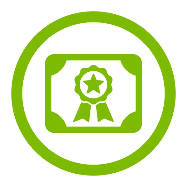 Certificaat platte eco groene kleur afgerond vector pictogram — Stockvector