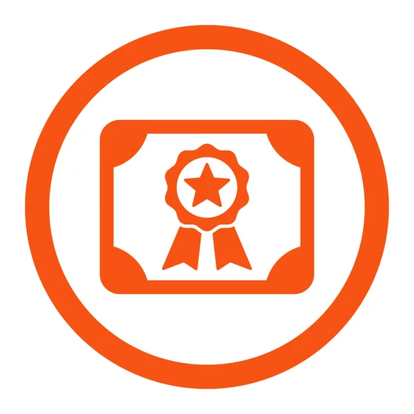 Certificado cor laranja plana ícone vetor arredondado —  Vetores de Stock