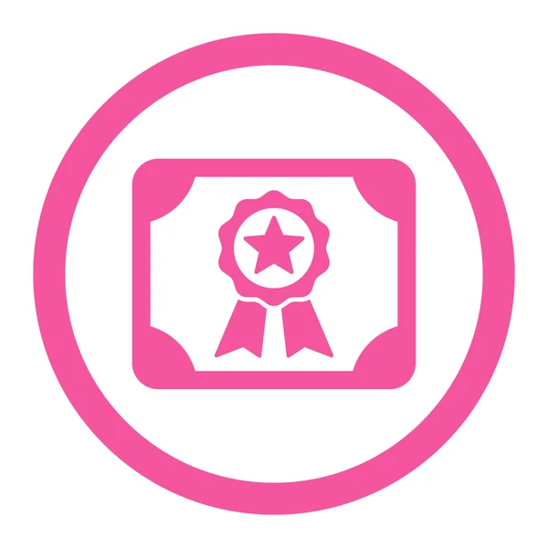 Сертификат плоский розовый цвет округлый вектор значок — стоковый вектор