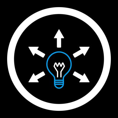 Idea flat blue and white colors rounded vector icon