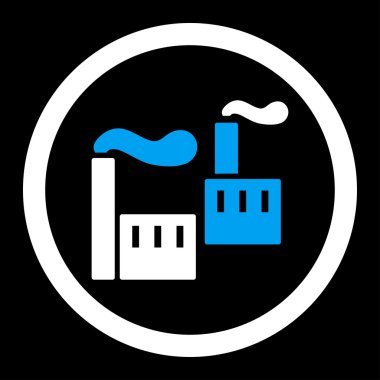 Industry flat blue and white colors rounded vector icon