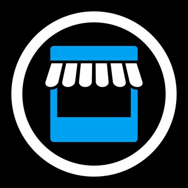 Store flat blue and white colors rounded vector icon