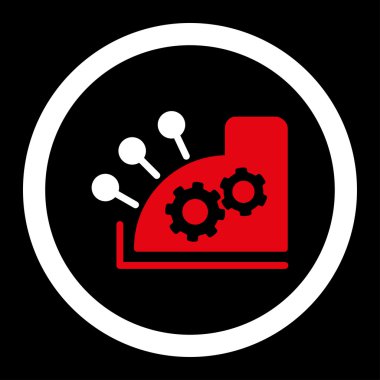 Cash register flat red and white colors rounded vector icon