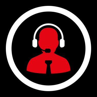 Support chat flat red and white colors rounded vector icon