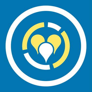 Geo diagram flat yellow and white colors rounded vector icon