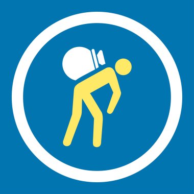 Porter flat yellow and white colors rounded vector icon