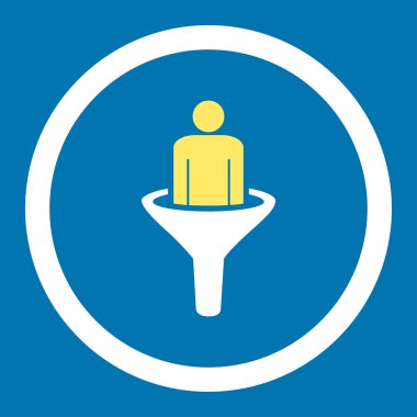 Sales funnel flat yellow and white colors rounded vector icon