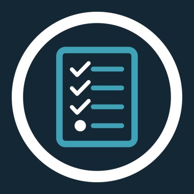 Checklist flat blue and white colors rounded vector icon