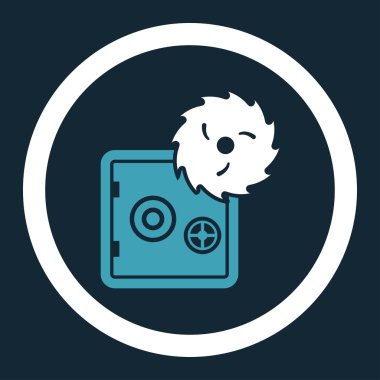 Hacking theft flat blue and white colors rounded vector icon