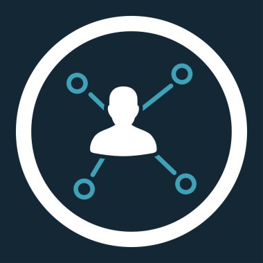 Relations flat blue and white colors rounded vector icon