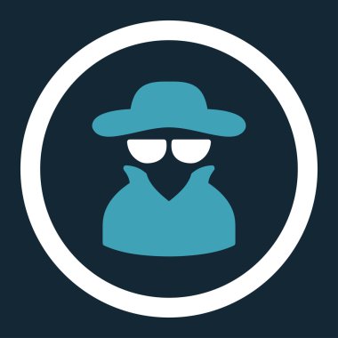 Casus yuvarlak düz mavi ve beyaz renkler vektör simgesi