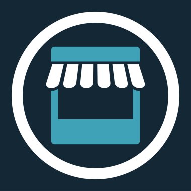 Store flat blue and white colors rounded vector icon