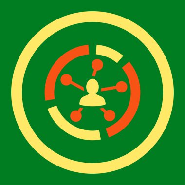 Relations diagram flat orange and yellow colors rounded vector icon