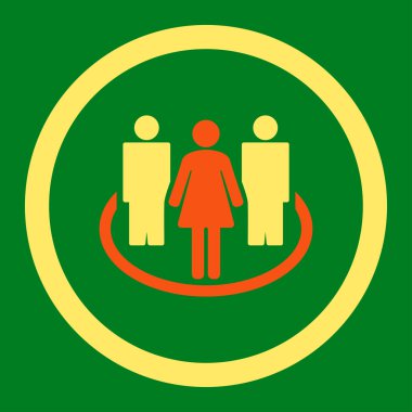 Society flat orange and yellow colors rounded vector icon