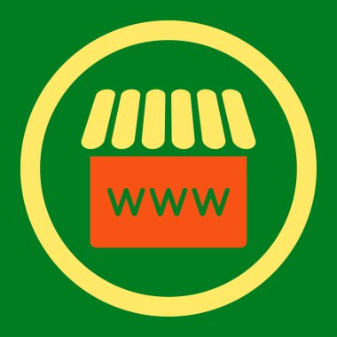Webstore flat orange and yellow colors rounded vector icon