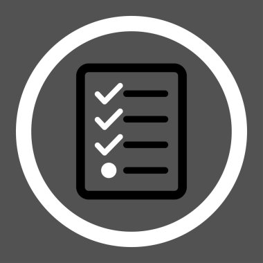 Checklist flat black and white colors rounded vector icon