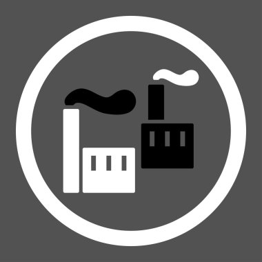 Industry flat black and white colors rounded vector icon