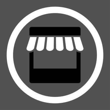 Store flat black and white colors rounded vector icon